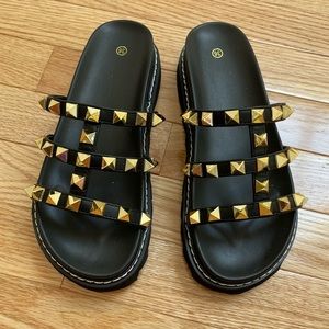 Studded Platform Slide Sandals